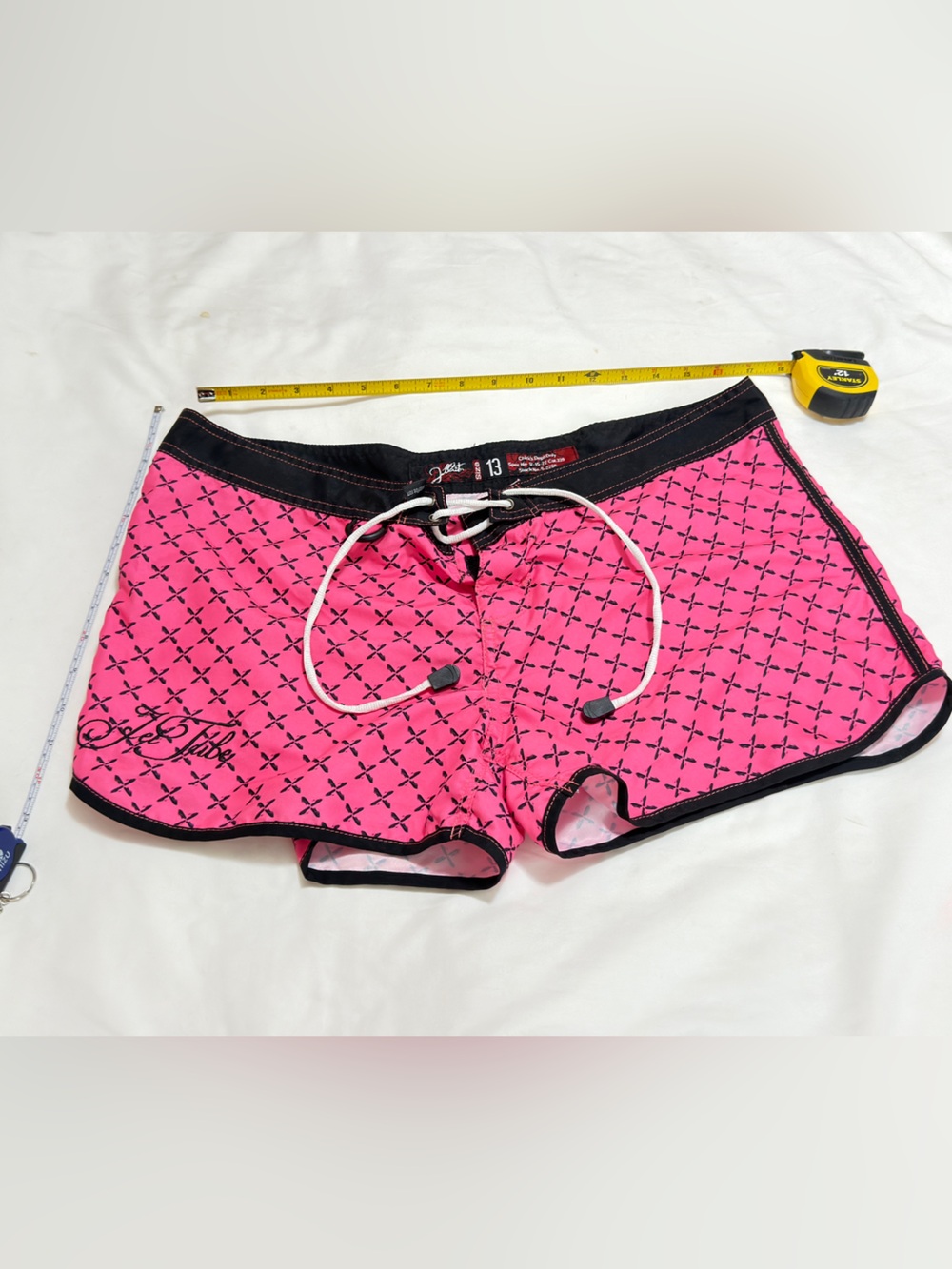 Pink Athletic Swim Shorts with Black Trim